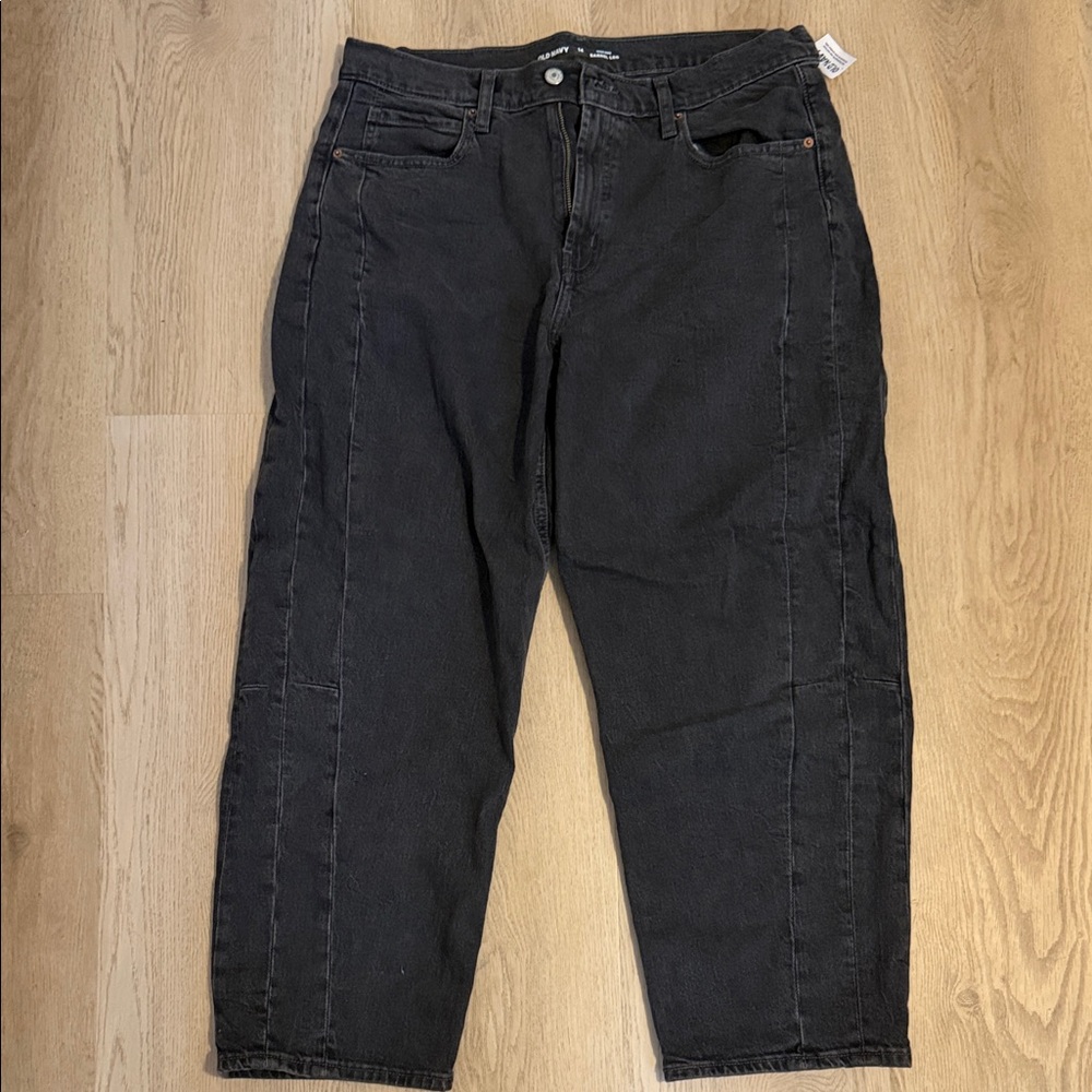 Old Navy Grey High Rise Barrel Jean